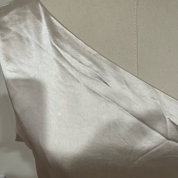 Glam One Shoulder Mini Dress w Cinched/Ruched Side, Champagne Cream Color - Picture 6 of 6